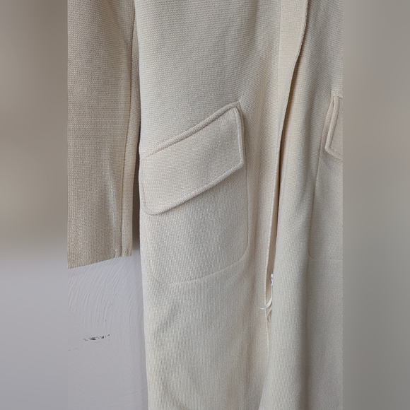 WOLFORD WOOL 100% Wool Long Jacket Cardigan, Cream, Luxury, Size 6 - Picture 4 of 8